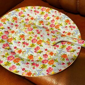 Vintage Chintz Cake Plate and Server, by Baum Bros.